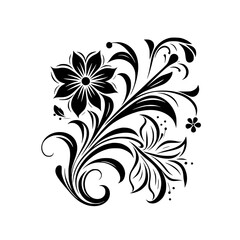 Elegant Black Floral Design on White Background