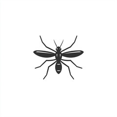 Minimalist vector icon depicting a mosquito on a clean white background