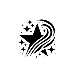 Elegant Starburst Logo Design in Black and White, Vector