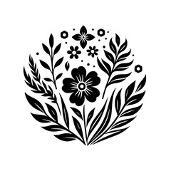 Black & White Floral Design: Modern, Elegant, Decorative Element
