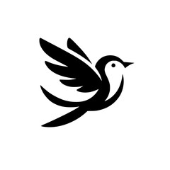 Modern Minimalist Bird Logo: Black and White, Flying, Vector Illustration