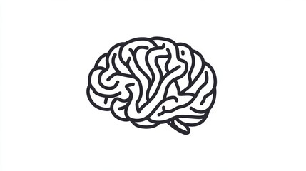 Distinct One - Line Brain Design Silhouette: Hand - crafted Minimalist Logo Style Appeal