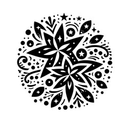 Black & White Floral Mandala: Starburst Ornament
