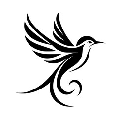 Minimalist Flying Bird Logo in Black & White