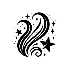 Abstract Starburst Swirls Vector: Black & White, Decorative, Minimalist Design