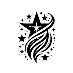 Black & White Starburst Emblem Design, Abstract Celebration