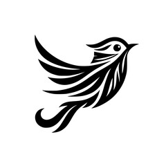 Black & White Stylized Bird Logo, Minimalist Design for Brand Identity