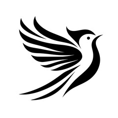 Elegant Bird Logo: Black and White Minimalist Design for Branding