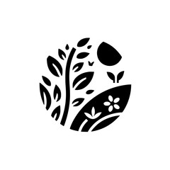 Minimalist Nature Illustration: Black & White Circle Design