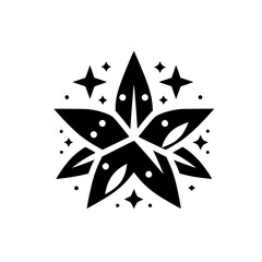 Abstract Black Starburst Ornament with Sparkle, Vector Illustration