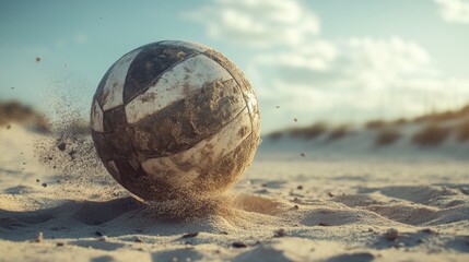 Beach Volleyball Ball in Motion on the Golden Sand