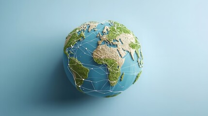 Fototapeta premium Global Network Connections A 3D model of Earth showing interconnectedness