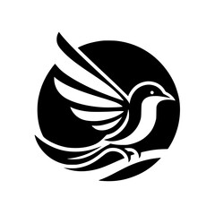 Obraz premium Elegant Bird Logo in Black and White Circle - Corporate Design