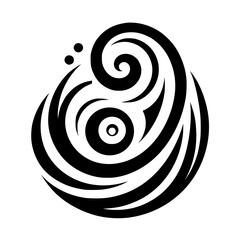 Abstract Black & White Swirl Graphic Design, Modern Logo Element