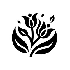 Minimalist Black and White Floral Logo/Icon Design, Clean Modern Style