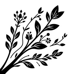 Black and White Floral Vector: Elegant, Minimalist Nature Design