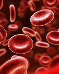 Fototapeta premium Detailed Close-Up of Red Blood Cells in Motion Under Microscope