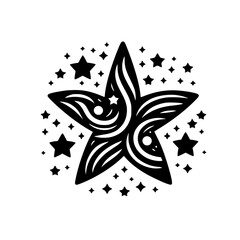 Black and White Star Burst Graphic: Celestial Design for Branding