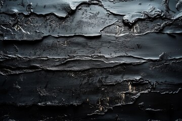 Obraz premium Closeup of black cracked surface with deep shadows and rough texture