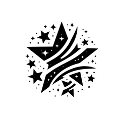 Abstract Starburst Design: Modern Black and White Logo