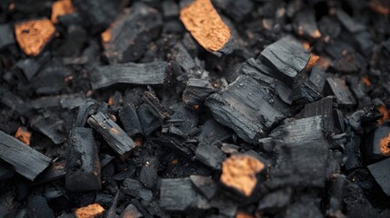 Dark Charcoal Texture Background Close up of Black Coal Pieces