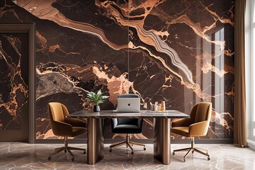 Exquisite Bronze Marble Pattern for Elegant Workspace Tile Wallpaper Design