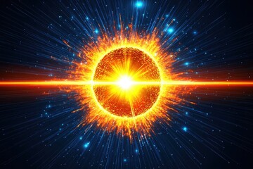 Fototapeta premium Glowing Sun with Radiant Solar Flare and Cosmic Background Energy