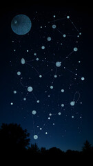 Naklejka premium A celestial map of fingerprint constellations charts family growth through touch-activated stars containing biological memories in their DNA cores.