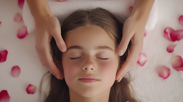Relaxing massage for children spa retreat photography indoor close-up wellness and self-care