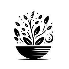Black and White Minimalist Plant Icon: Nature, Growth & Design