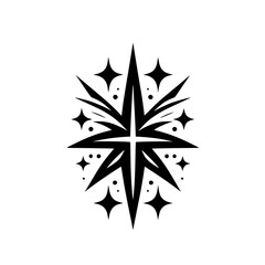 Black and White Starburst Design on White Background
