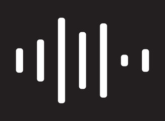 wave sound music icon black background. flat style. sound icon for your web site design, logo, app, UI. sound waves symbol. music pulse sign. equalizer symbol.. 