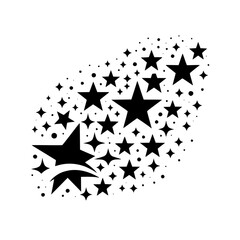 Starry Abstract Swirl Composition, Black and White, Minimalist Design
