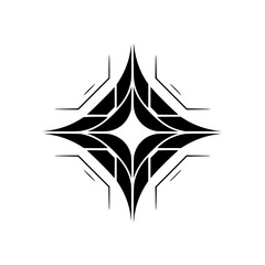 Modern Geometric Starburst Logo Design - Black & White Minimalist Icon