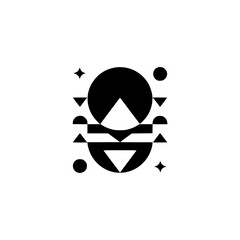 Geometric Abstract Composition in Black and White