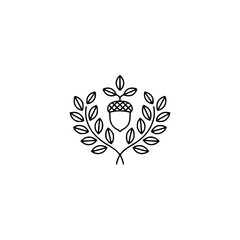 Minimalist Acorn Logo: Black and White Outline Design