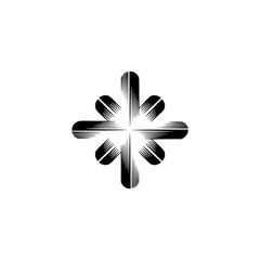 Minimalist Black and White Flower Icon, Abstract Design, Modern Graphic