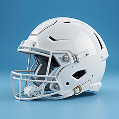 Fototapeta premium Close-up of a white sports helmet for protection on plain background