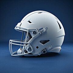 Fototapeta premium Football Helmet Close-Up on Blue Surface Protective Head Gear