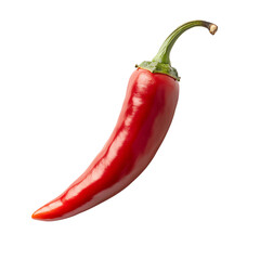 High-resolution hot pepper Fresh, vibrant red chili pepper isolated on a white background.