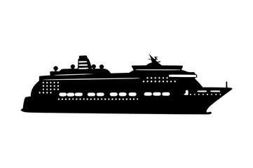 Cruise Ship Silhouette Vector Illustration