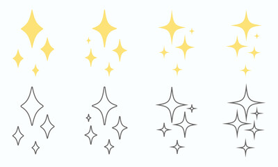 a collection of various four pointed star shapes for shiny, sparkling, glowing and other effects.