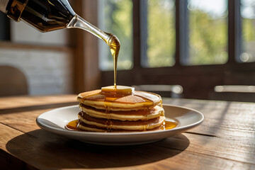 pancakes with butter and honey