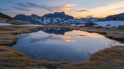 Mountain Reflection at Sunset