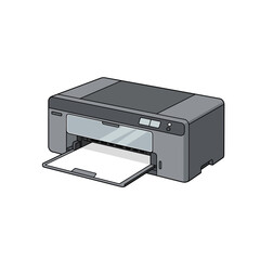 Printer printing document with paper tray extended  