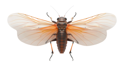 Insect with Transparent Wings Displaying Intricate Veins and Detailed Body Structure for Nature