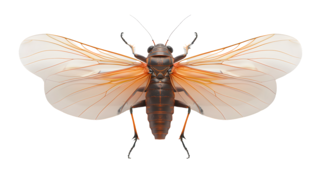 Insect with Transparent Wings Displaying Intricate Veins and Detailed Body Structure for Nature
