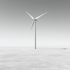 labor day concept, Wind turbine on a minimalistic landscape with a clear sky.