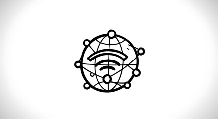 Fototapeta premium Global Network Connection Illustration of Wifi Signal on White Background