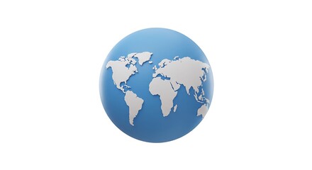 Naklejka premium World Globe Map on Blue Sphere Showing Continents for Travel Concept